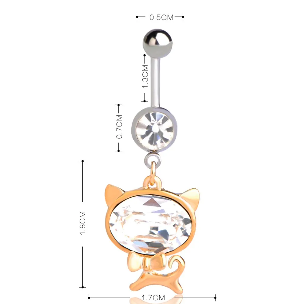 Funmor Kawaii Cat Shape пирсинг Ombligo Animal хрульный награждение для женщин девушек летние