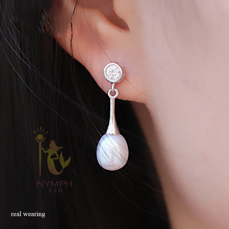 Женские серьги NYMPH из натурального жемчуга 8 9 мм модные на юбилей E1068|drop earrings|gifts for