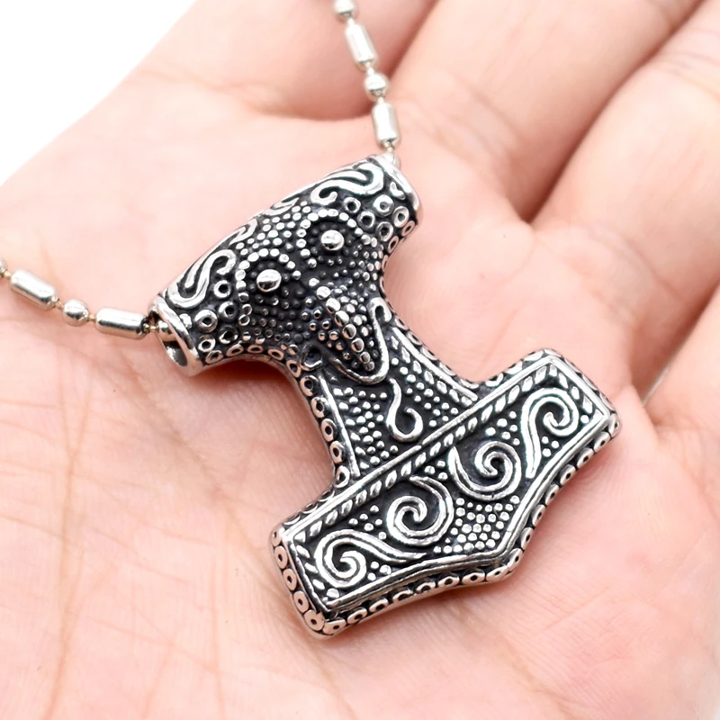 AMUMIU модный Thors Hammer Knot Myth Mjolnir кулон из нержавеющей стали с цепочкой ожерелье панк