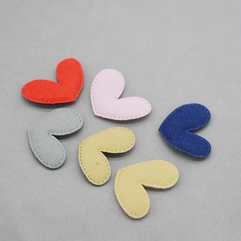 36pcs/lot 4.2*3.4cm Felt Heart Pads Patches Appliques for Craft Clothes Sewing Supplies DIY Hair Clip Accessories