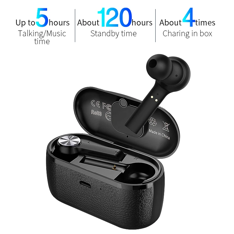 T10 True Беспроводной наушники СПЦ Bluetooth 5,0 наушники с двойной микрофон Touch Управление стерео Hifi 5 часов воспроизведения auriculares