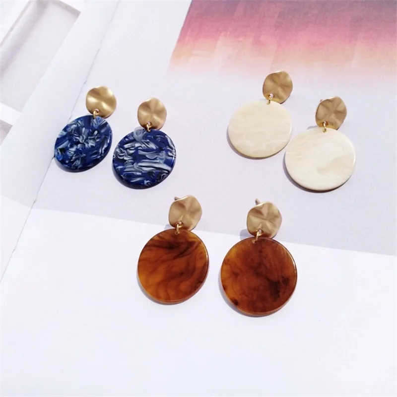 MINGQI Fashion Geometric Round Acetate Acid Acrylic Leopard Brown Earrings Korean Vintage circle Women's Jewelry Gifts | Украшения и
