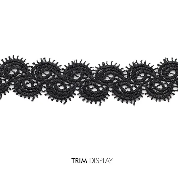 Вышитая черная S-образная кружевная лента для скрапбукинга искусственная