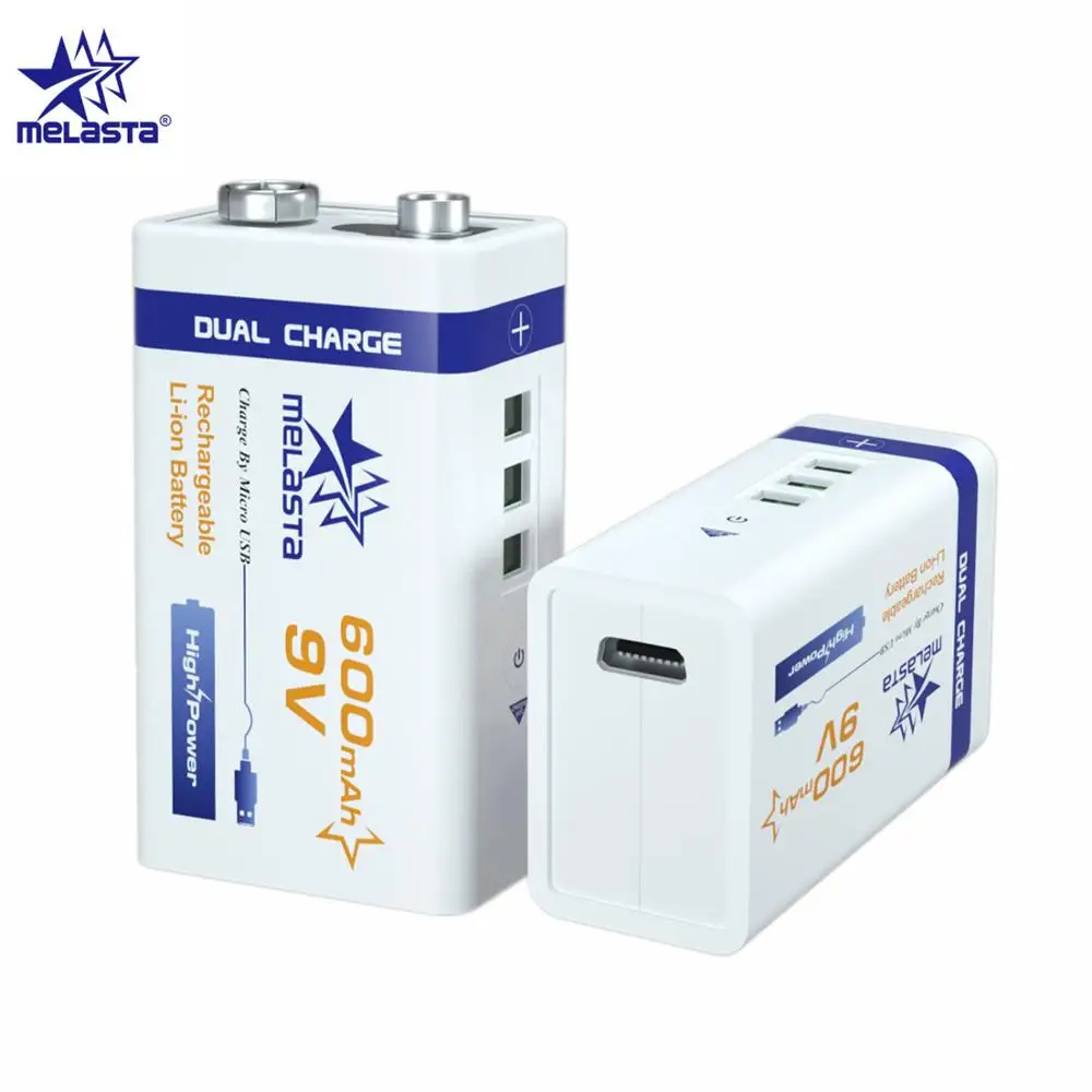 2PCS 4 шт. 9 В 6F22 Micro USB 600 мАч перезаряжаемая литий-ионная батарея для дымовой сигнализации Беспроводной Микрофон гитара Эквалайзер домофон мультиметр - Цвет: 2PCS