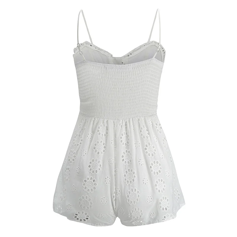 Короткий комбинезон женский на бретелях спагетти сексуальный пляжный Летний