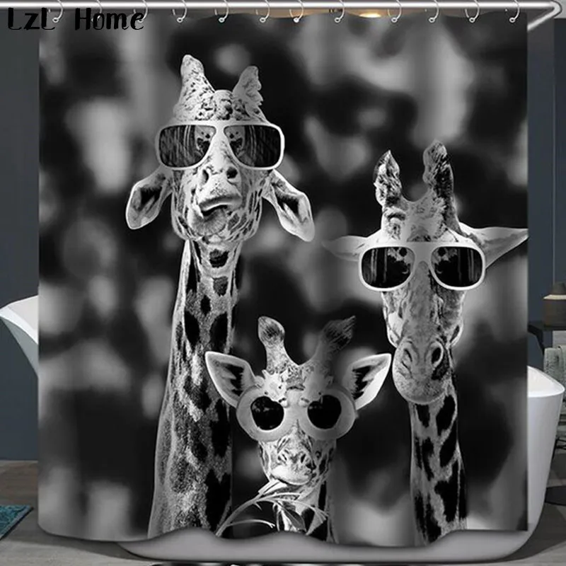 LzL домашний слон 3D занавеска для душа Забавный животный узор Водонепроницаемая занавеска для ванной полиэстер ткань уникальный дизайн домашний декор