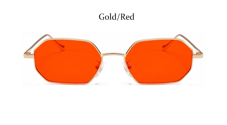Gold Red Квадратные женские солнцезащитные очки, модные брендовые женские солнцезащитные очки, Ретро стиль, металлическая оправа, солнцезащитные очки для мужчин, шестигранные, UV400 - Цвет линз: Gold Red