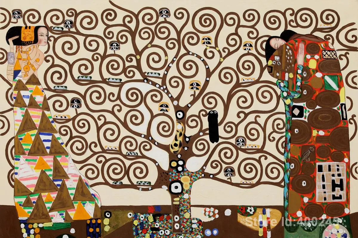 Goedkoop Beroemde Schilderijen By Gustav Klimt De Levensboom Stoclet Frieze Wall Art Handgeschilderde Hoge Kwaliteit