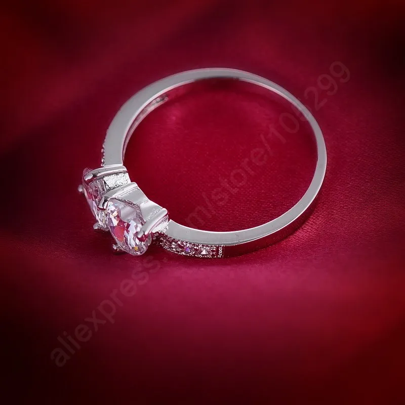 Роскошные кольца с кубическим цирконием в форме сердца 925 пробы Серебряное