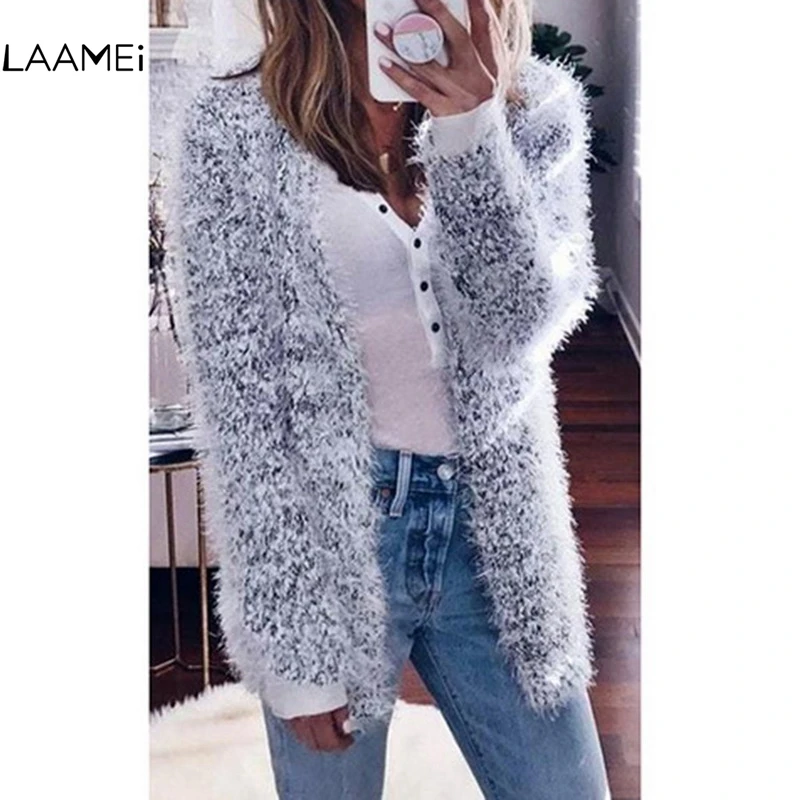 Laamei 2018 Новый Для женщин длинные пальто с искусственным мехом мода осень и Новинка