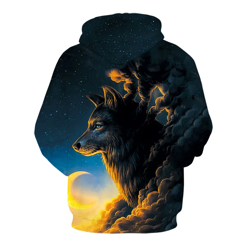 Fashion Men Wolf Animal 3D Printed Hooded Hoodies Men / Women's Shinning Wolf Design Sweatshirts 3D Harajuku Hoody