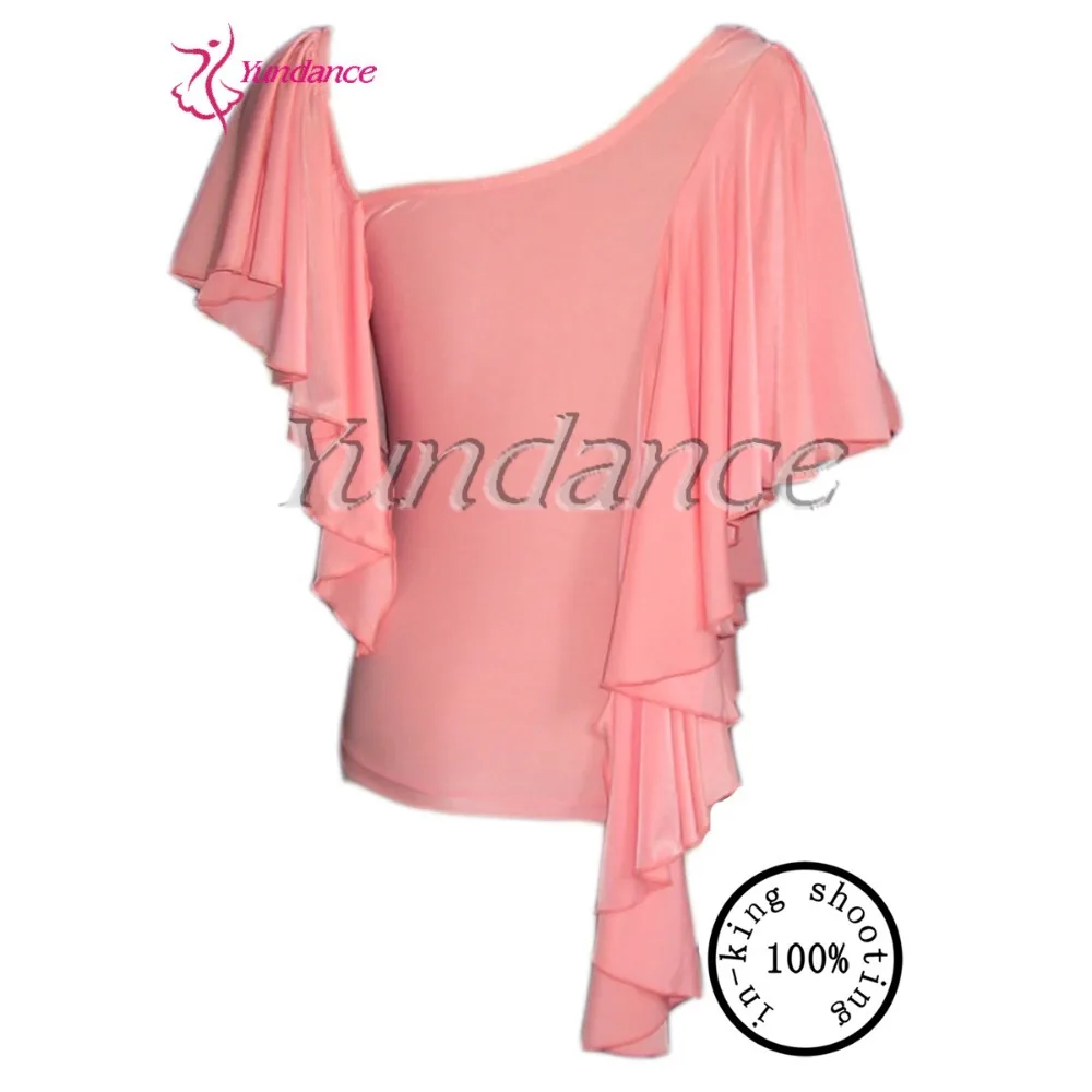 

T-145 Pink Volvulus Breast Modern Dance Ballroom Dance Tops For Women