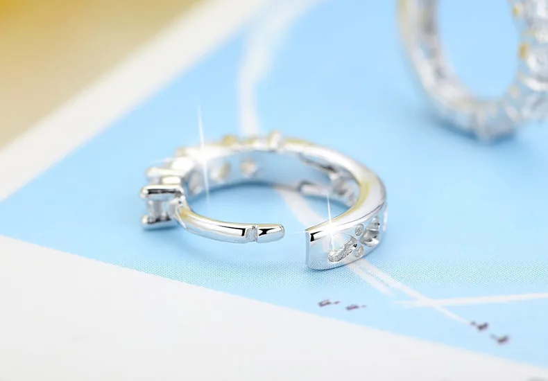 Korean Style Lover Heart Ear Clip Earring For Women Hollow-end White-Gold Crystal Little Round Earing Fashion Jewelry KAE088 | Украшения и