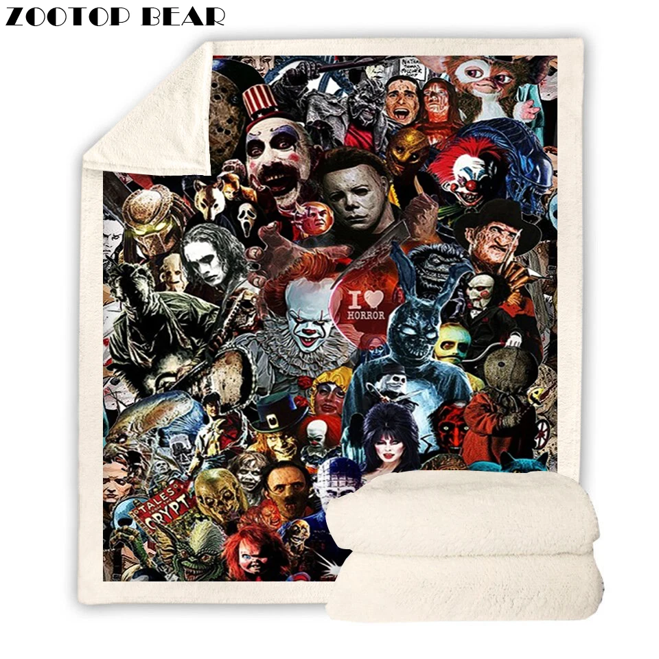 Плюшевое одеяло из фильма ужасы для взрослых хит продаж шерпы рождественское