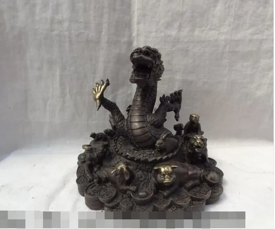 YM 322 8 дюймов китайская мечта о богатстве дракон YuanBao статуя в виде обезьяны тигра