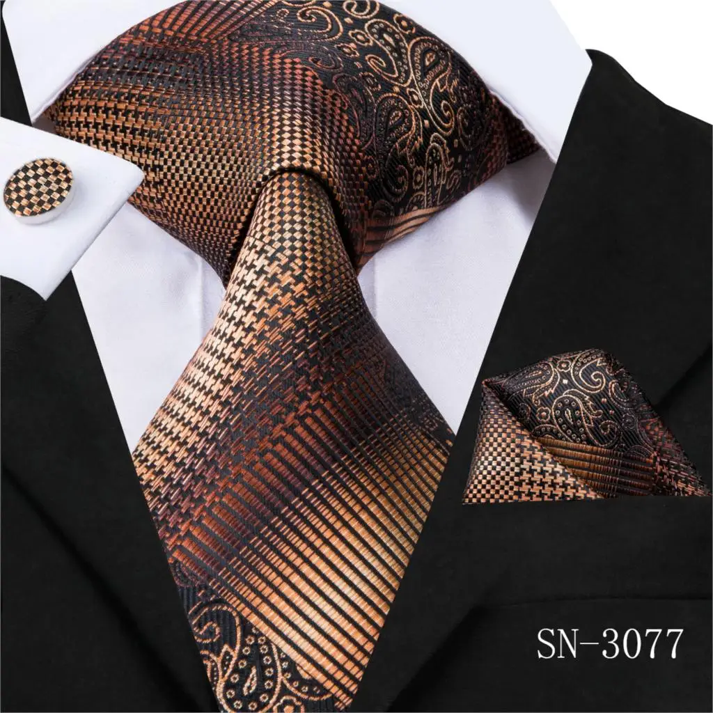SN-3077 Hi-Tie Галстуки для мужчин шелк синий цветочный Gravatas галстуки карманные Квадратные запонки набор Мужская Свадебная деловая вечеринка галстук SN-3067 - Цвет: SN-3077