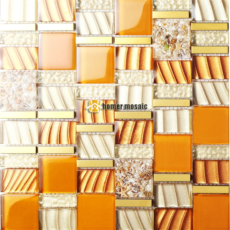 Новинка! Хрустальное стекло Смешанная Морская раковина мозаика HMGM2074 для кухни