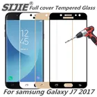 Закаленное стекло с полным покрытием для samsung Galaxy J7 2017, J730F, J730, J 7, тонкая защитная золотистая и черная оправа, дисплей с краями