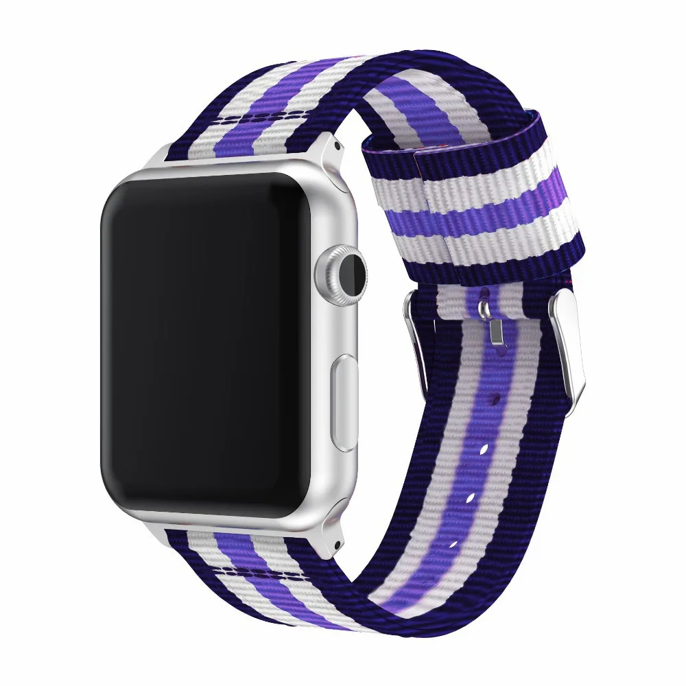 Разноцветные полосатые нейлоновые ремешки для Apple Watch band 4 5 44 мм 40 мм Браслет спортивный ремешок для IWatch серии 3 2 1 38 мм 42 мм
