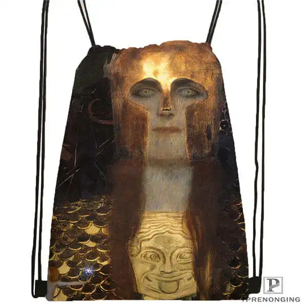 Drawstring Backpack На заказ Gustav Klimt Drawstring рюкзак сумка милый рюкзак для детей ранец(черная спинка) 31x40 см#180531-03-15 - Цвет: Drawstring Backpack