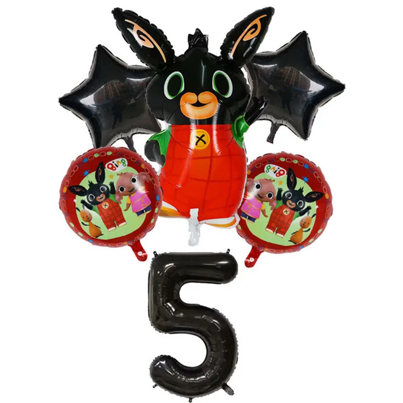 6 шт. Bing Bunny воздушные шары из фольги Мультяшные животные кролик шар 30 дюймов номер ребенок 1 9 день рождения Декор поставки игрушки