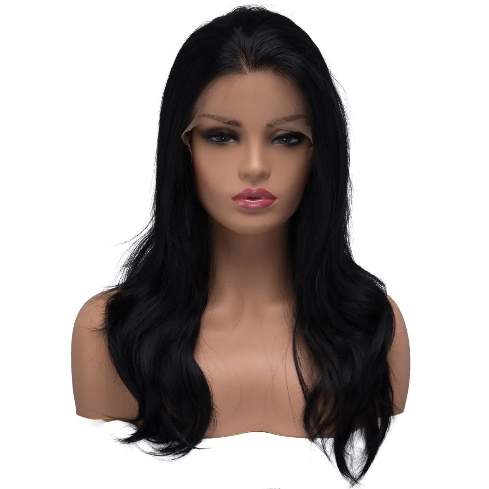 BESTUNG Long Ladies Lace Front Wigs Synthetic Heat Resistant Natural Black Wave Hair Kindy Curly Wigs Synthetic for Black Women