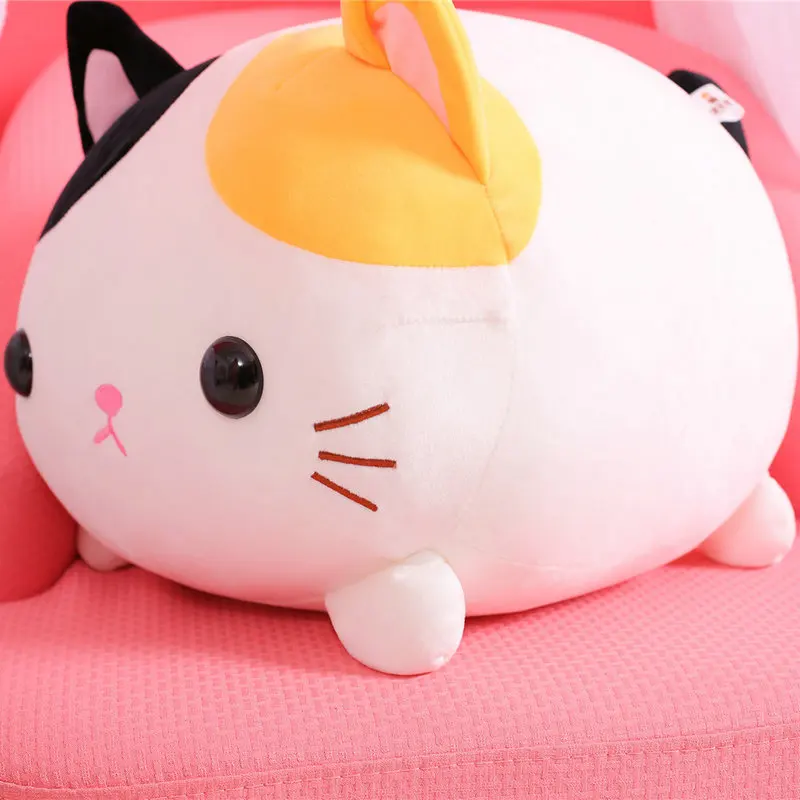 Плюшевая игрушка для кошки, плюшевая кукла для кошки, белая и желтая, супер мягкая круглая подушка для кошки с цветами, гигантская плюшевая подушка для детей, принцесса