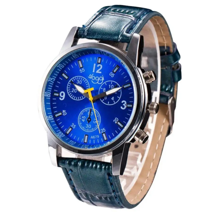 

Timezone #401 mens watch Luxury Fashion Crocodile Faux Leather Mens Analog Watch Wrist Watches