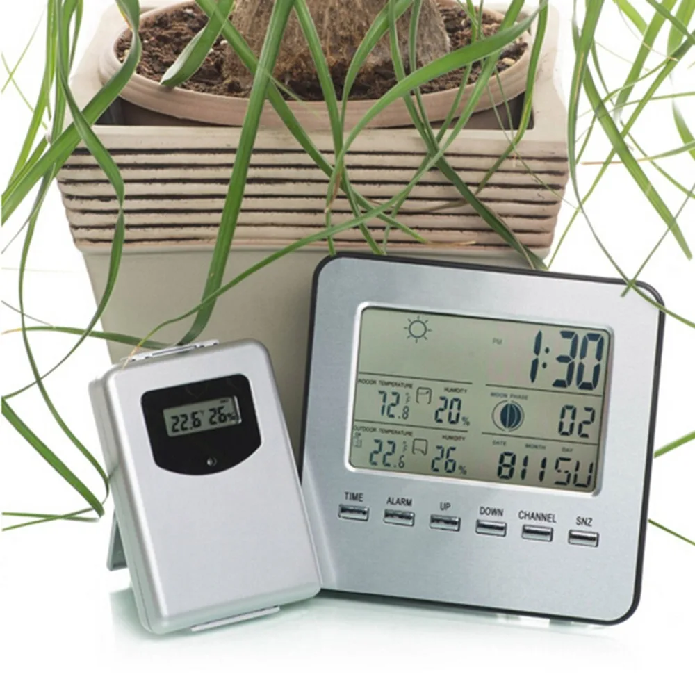 

Plastic electric electronic indoor outdoor thermometer hygrometer with clock thermo-hygrometer and humidity for bathtoom