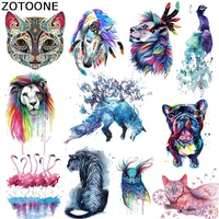 zotoone pretty iron on transfer watercolor animal patches diy accessory washable heat transfer badges clothing bag decoration c