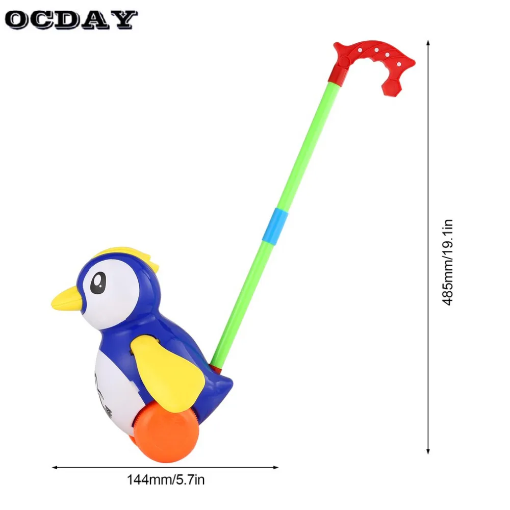 OCDAY дети ручной толкатель прогулки мультфильм животных тележки игрушки одиночный стержень ручной толкатель игрушки подарок для детей развивающие игрушки Прогулки