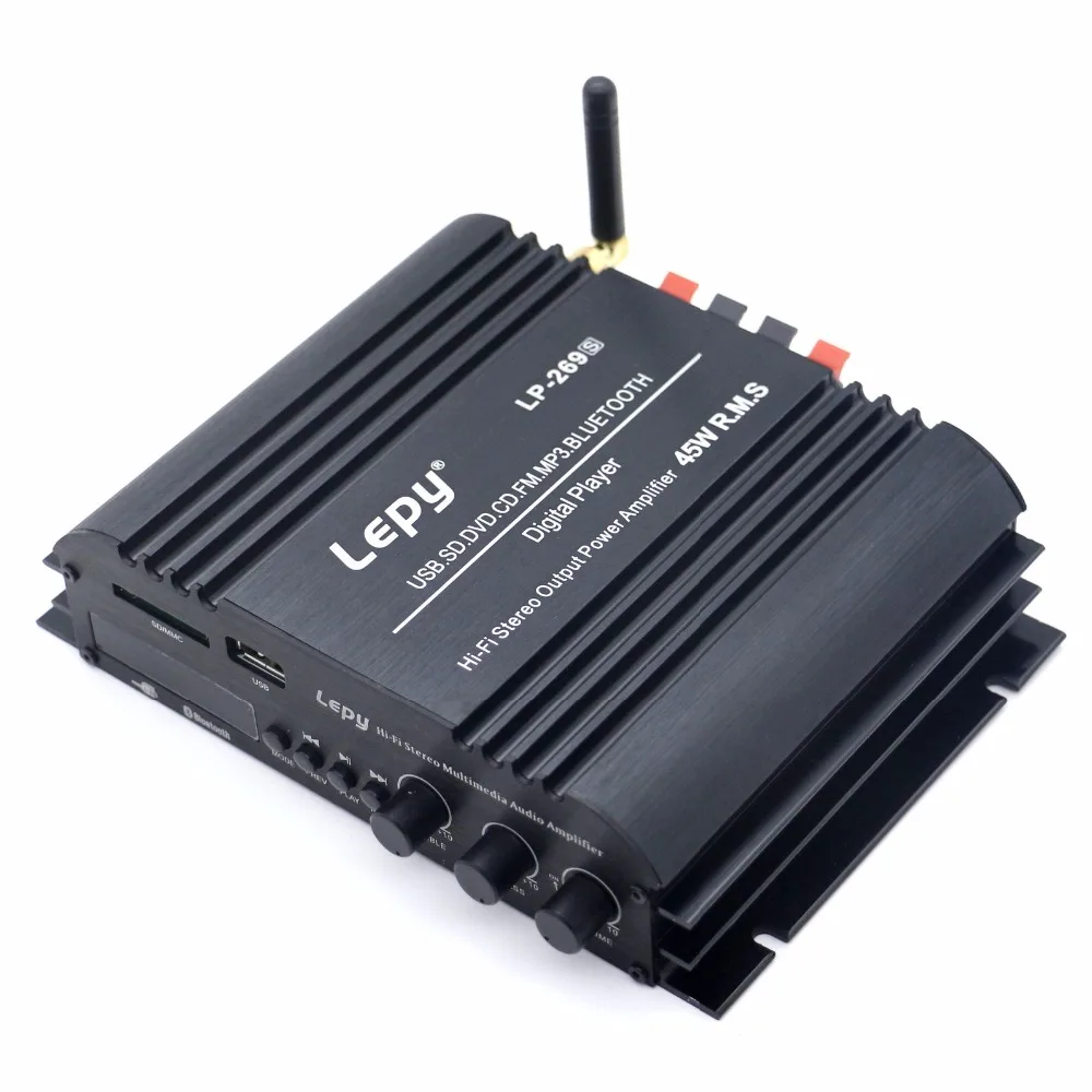 Фото Lepy LP-269S 4-канальный Hifi Bluetooth-усилитель 3,5 мм AUX USB SD FM цифровой стерео усилитель для автомобиля, домашнего компьютера №2