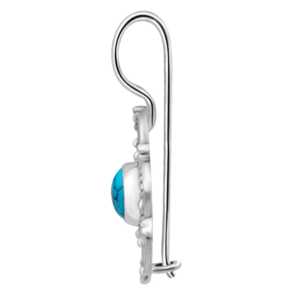 New Vintage Retro Flower Orchid Drop Earrings Inlaid Blue Stone Fashion Classic Dangle for Women Girls Gift | Украшения и