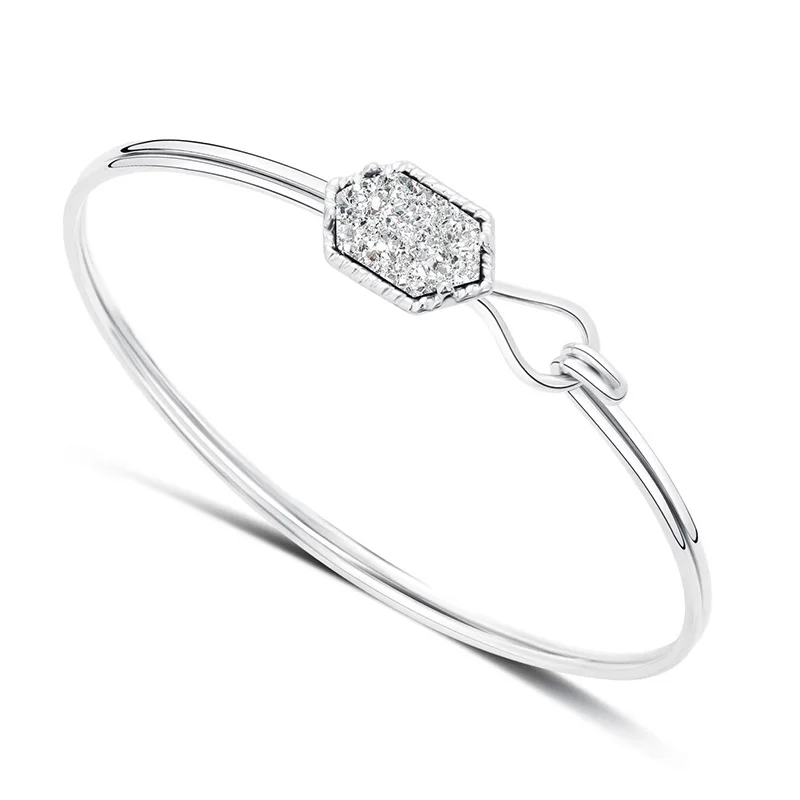 Шестигранный каучуковый Druzy браслет Drusy имитация кристалла Fuax Lava БРАСЛЕТ из натурального камня золотого и серебряного цвета брендовые ювелирные изделия для женщин