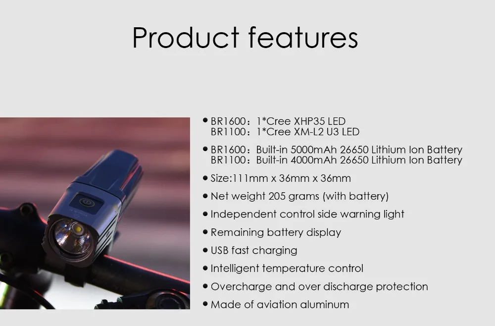 TOWILD BR1600 Cree XHP35 светодиодный 1600 люмен IPX6 Водонепроницаемый USB Перезаряжаемый велосипед с батареей