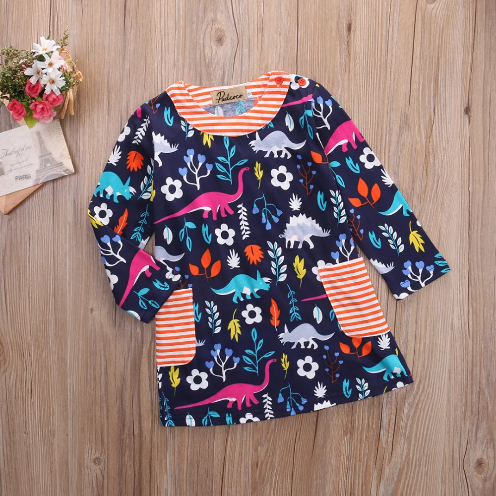 2017 Модные топы принцессы с цветочным рисунком для девочек платье длинными