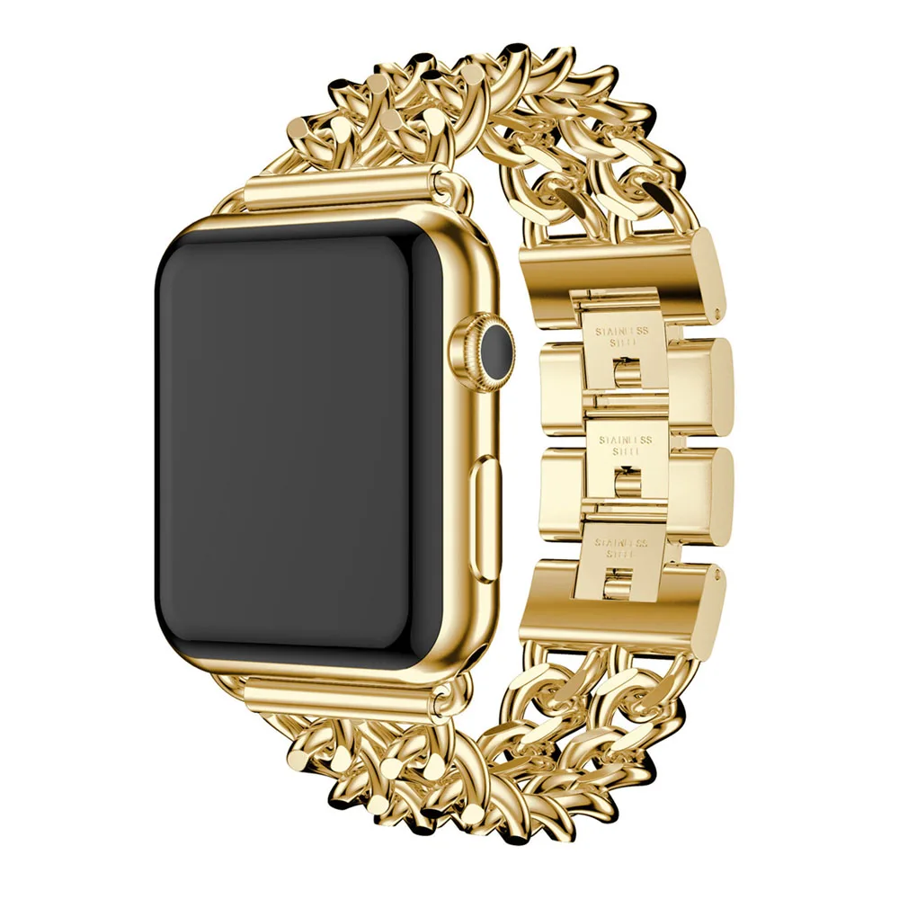 Ковбойская цепочка из нержавеющей стали ремешок для Apple Watch браслет iWatch серии 1/2/3