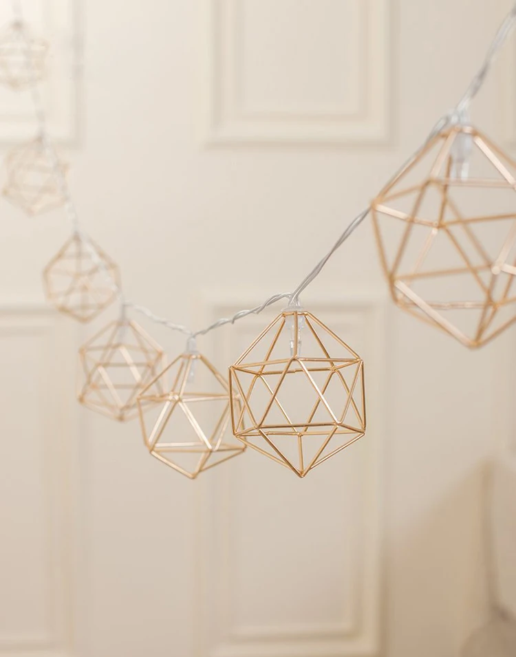 

Party Decor Rose Gold finishing Hexagon shape Battery iron led String Lights, Festival Decor Lights, Decorative led lighting