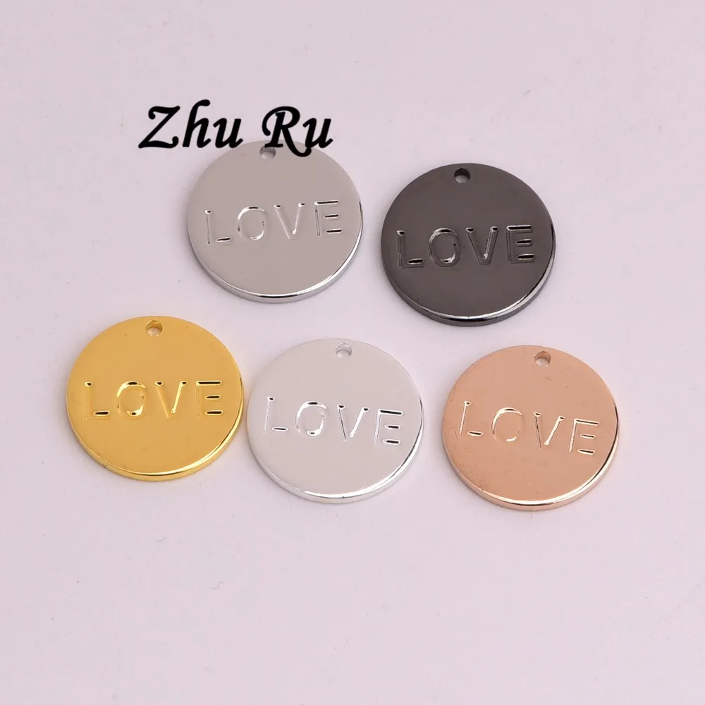 ZHU RU 20 шт./лот 12 мм Модная медная бирка для гравировки букв love Wafer charm ожерелья DIY
