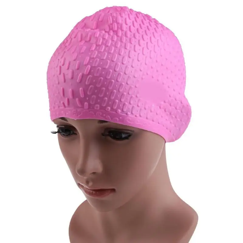 Pink Силиконовые водонепроницаемые шапочки для купания, защищающие уши, длинные волосы, спортивная шапка для бассейна, шапочка для плавания, свободный размер для мужчин и женщин, для взрослых - Цвет: Pink