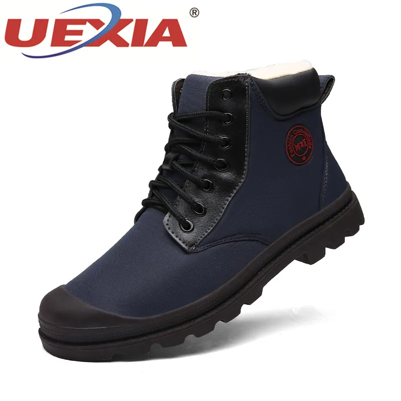 UEXIA Новая Мужская обувь Высокое качество кожи мужские полусапоги Модная черная