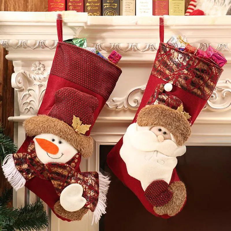 1 шт./лот рождественские чулки большой размер подарочные сумки снеговик Санта