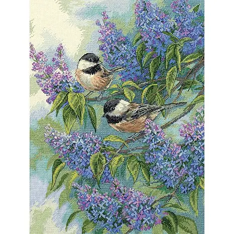 14/16/18/27/28 Top Quality Lovely Cute Counted Cross Stitch Kit Chickadees and Lilac Purple Flower Bird dim 35258 | Дом и сад