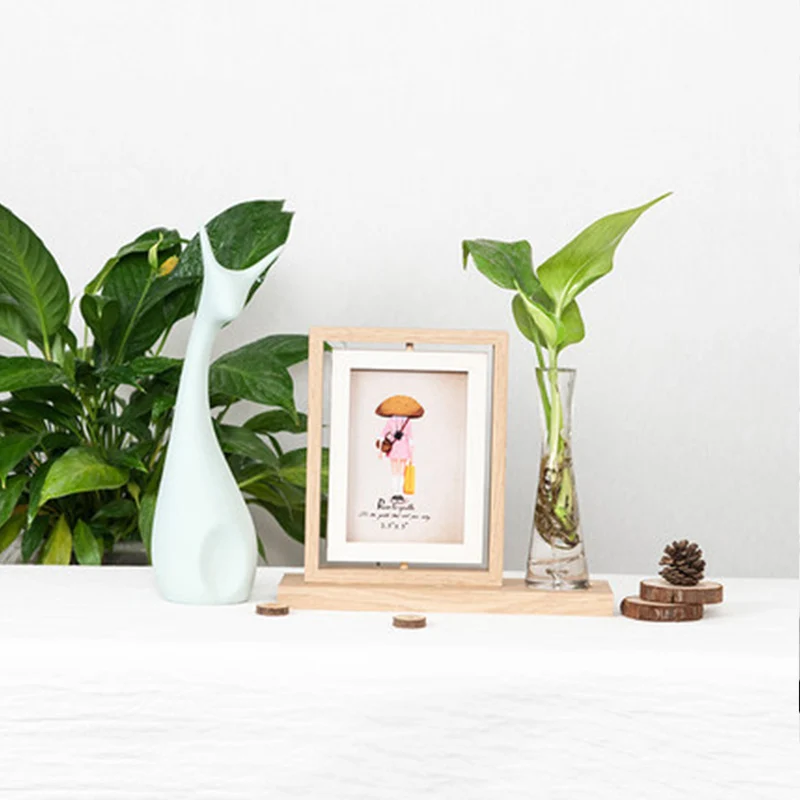 

Nordic Home Desktop Decoration Set Double-Sided Rotating Ins Photo Frame Hydroponic Plant Stereo Art Photo Frame Decor Ornaments