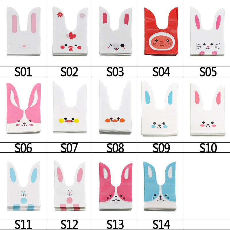 25 шт милые Мультяшные пластиковые сумки свадебный подарок мешок кролик конфеты