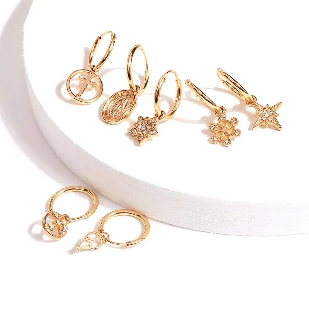 Vanmos новинка 12 видов стилей бохо золотистый гравированный монета подвеска серьги