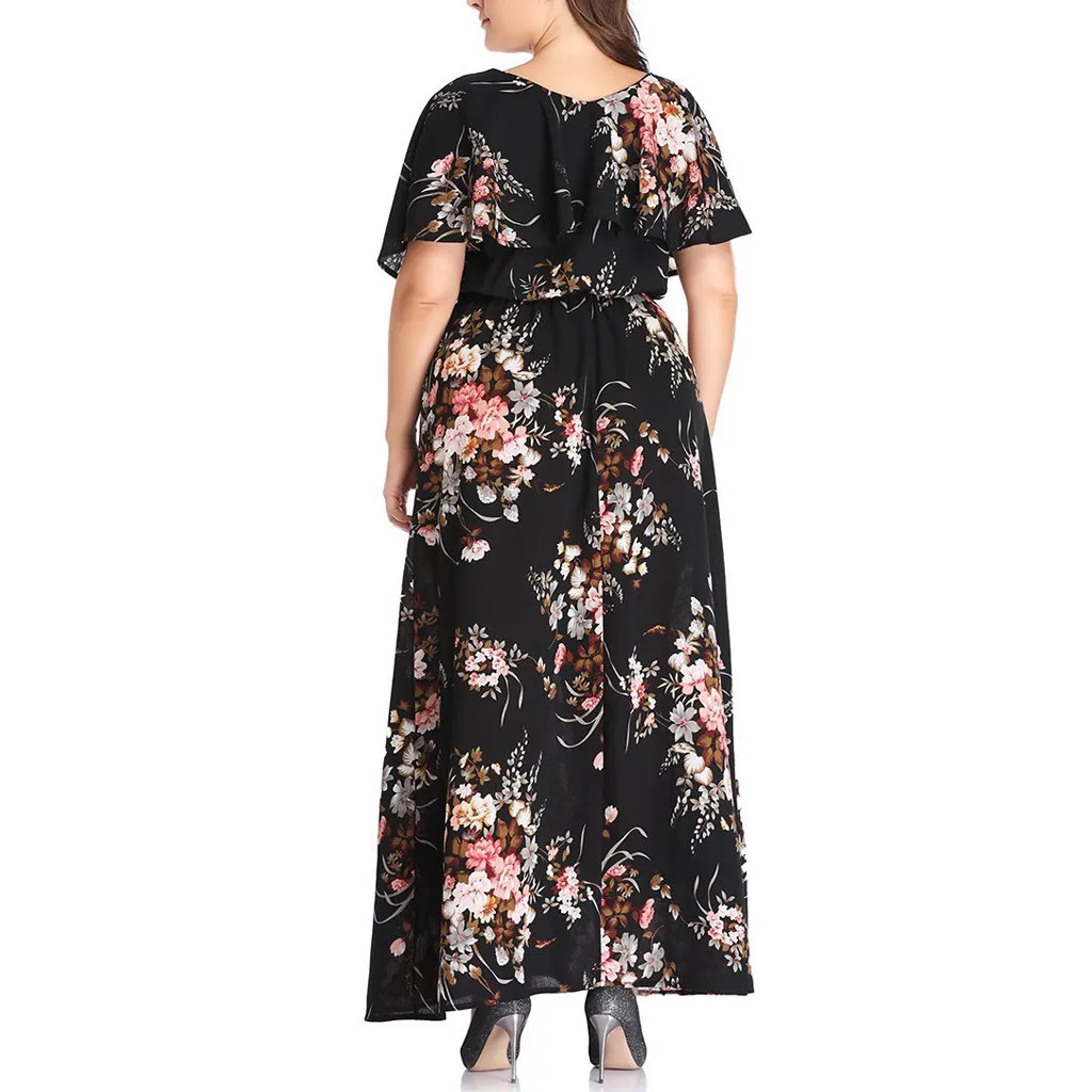 Женское свободное платье с глубоким V-образным вырезом большого размера | Женская