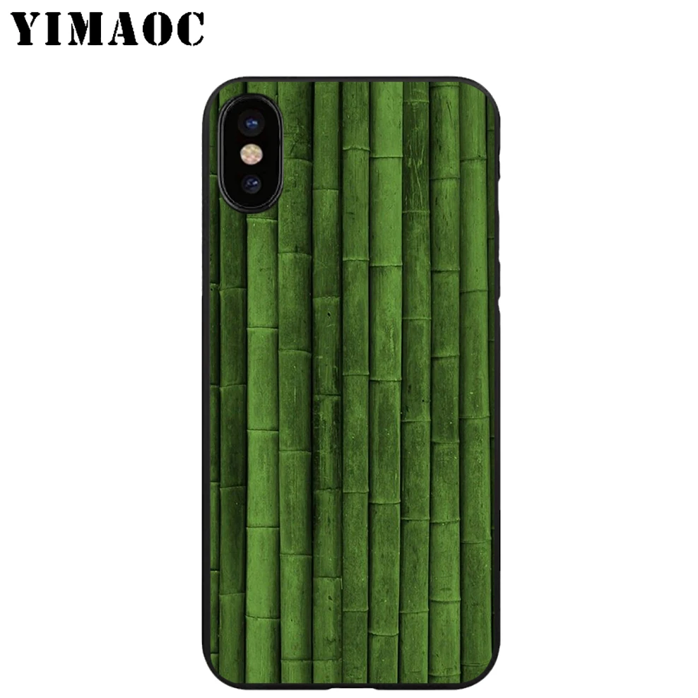 YIMAOC bamboo Art Natural Soft TPU Black Silicone Case for iPhone X or 10 8 7 6 6S Plus 5 5S SE Xr Xs Max |