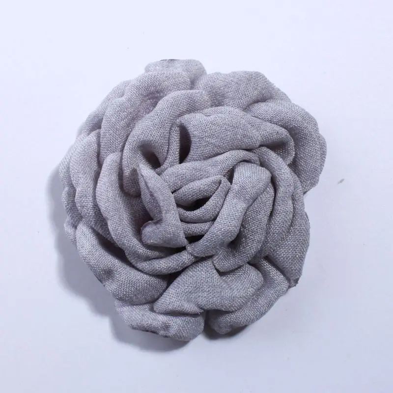 Gray 10 шт., 8 см, 3 дюйма, модные корейские цветы из пеньковой ткани для волос на заколках, прекрасный цветок камелии для повязки на голову, выберите цвет - Цвет: Gray