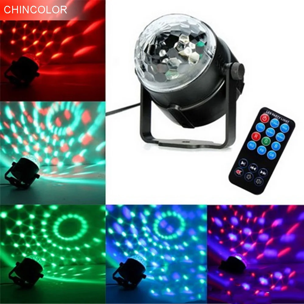 

DJ Disco Mini 3W led stage light with wireless remote AC85-265V Sound activated Crystal Disco Ball light for Party KTV Bar CA